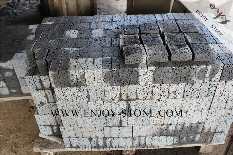 Lava Stone,Hainan Grey Basalt,Cut to Sizes Pavers,Top Natural Split Face,Sides Sawn Cut Patio Pavers