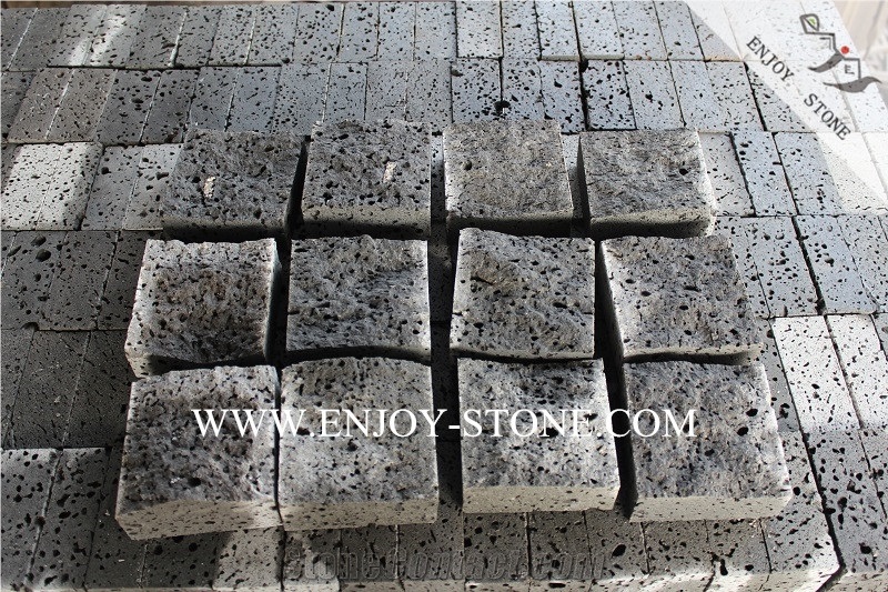 Lava Stone,Hainan Grey Basalt,Cut to Sizes Pavers,Top Natural Split Face,Sides Sawn Cut Patio Pavers