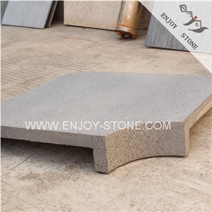 Machine Cut Finish Zhangpu Dark Grey Basalt,Gray Andesite,China Bluestone Curved Pool Coping,Swimming Pool Border Tile,Square Edge Pool Pavers