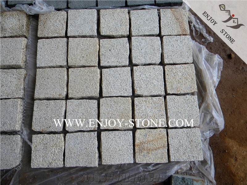 Natural Granite Paving Mesh,Chinese Yellow Rusty Granite G682 for Garden Stepping Pavements,Driveway Paving Stone,Walkway Pavers,Exterior Pattern