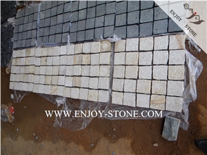 Natural Granite Paving Mesh,Chinese Yellow Rusty Granite G682 for Garden Stepping Pavements,Driveway Paving Stone,Walkway Pavers,Exterior Pattern