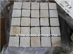 Natural Granite Paving Mesh,Chinese Yellow Rusty Granite G682 for Garden Stepping Pavements,Driveway Paving Stone,Walkway Pavers,Exterior Pattern