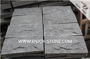 Natural Split Finish Sesame Black Granite G654 Mushroom Wall Cladding,Split Face Mushroom Stone Padang Dark Grey Granite G654 Mushroom Wall