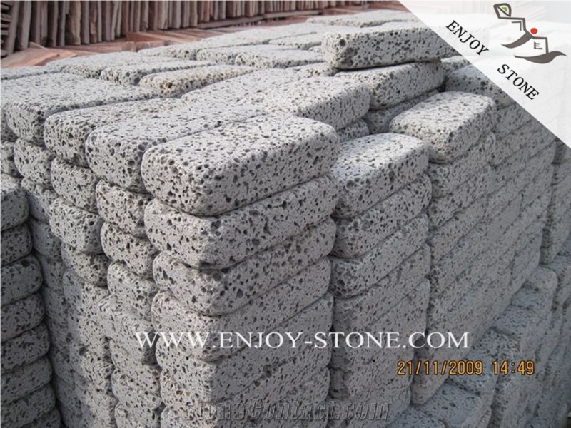 Natural Split Hainan Lava Paving Sets,Chinese Lava Stone Basalt Handmade Bricks,Volcanic Walking Paver,Lava Stone Bricks