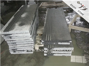 Padang Black Basalt Corner,Fujian Black Basalt Pool Terraces,Swimming Pool Pavers,Flamed G684 Black Basalt,Basalt Swimming Pool Tiles,G3518
