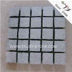 Padang Dark G654 Granite Pavers, Sesame Black Granite Paver on Mesh, Gray Stone Cobblestone,Paving Stone for Driveway,Walkway Paving,Cobbles with the Mesh,Mesh Cobblestone Pavers