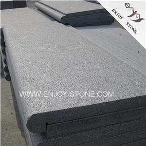 Padang Dark G654 Gray Granite,Sesame Black Of China,Grey Granite Swimming Pool Border Tile,Bullnose Pool Coping,Pool Edge Tile