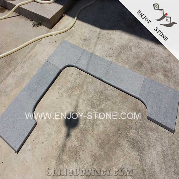 Sesame Black Of China, G654 Flamed Padang Dark,Gray Granite Swimming Pool Tiles,Rebated Pool Coping Tile,Pool Terraces,Curved Pool Coping,Croved Coping Piece