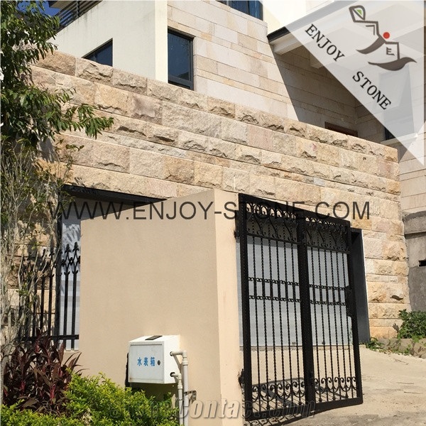 Split Face Chinese G682 Rusty Yellow,Misty Yellow Granite Wall Cladding Tile and Floor Paving,Exterior Walling and Building,Mushroom Wall Cladding