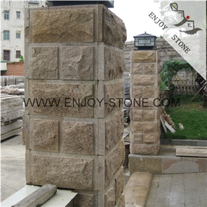 Split Face Mushroom Stone,Chinese Granite G682 Rustic Yellow Tiles,Granite Stone for Wall Cladding,Paving