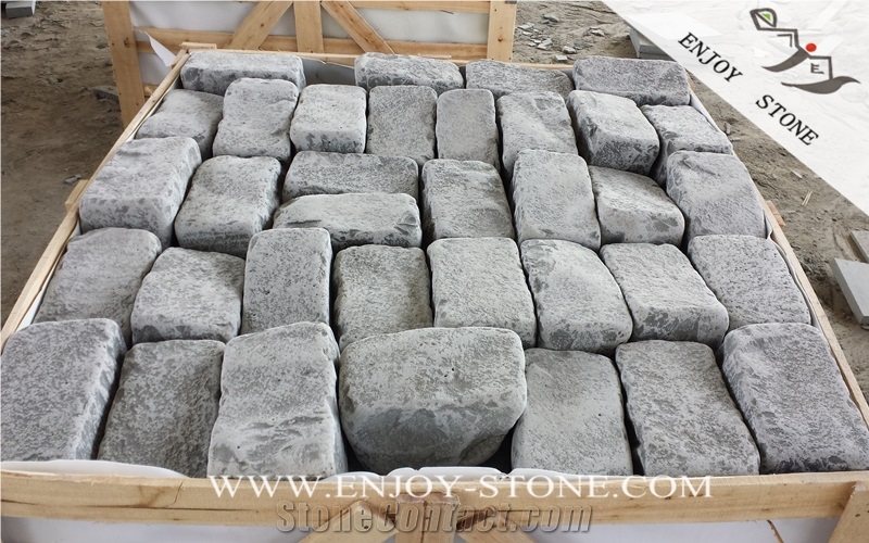 Tumbled Grey Basalt Walking Paver,Basalto Courtyard Paver,Zhangpu Grey Basalt Cobble Stone,Tumbled Basalt Brick,Grey Garden Cobblestone