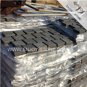 Zhangpu Black Basalt Cobble Stone,Curbstone Basalt,Black Absolute Basalt Mesh,Cobbles with the Mesh,Mesh Cobblestone Pavers