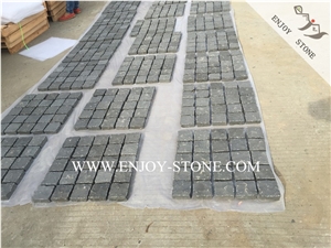 Zhangpu Black Basalt Cobble Stone with Meshed Back,Natural Split Face Courtyard Road Pavers,Driveway Paving Stone,Floor Covering