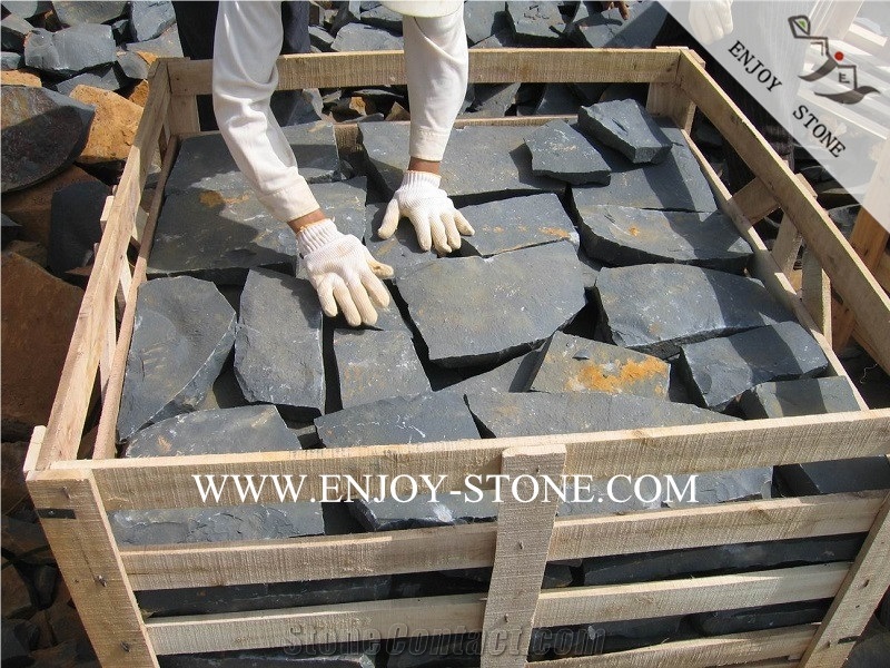 Zhangpu Black Basalt Landscaping Stone,Garden Stepping Pavements,All Natural Split Crazy Pavers,Irregular Paving Sets