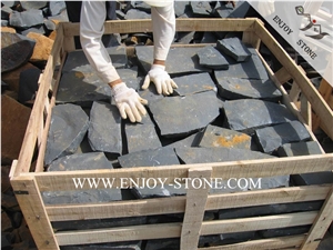 Zhangpu Black Basalt Landscaping Stone,Garden Stepping Pavements,All Natural Split Crazy Pavers,Irregular Paving Sets