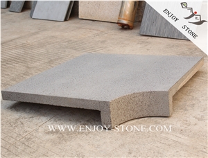 Zhangpu Bluestone Swimming Pool Tile,Grey Basalto Pool Pavers with Hole,Chinese Dark Black Andesite Pool Tile,Lava Stone Pool Coping
