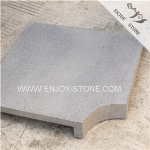 Zhangpu Bluestone with Honeycomb or Cat Paws Curved Pool Coping,Dark Gray Basalt Curved Coping Piece,Swimming Pool Border Tile,Pool Pavers