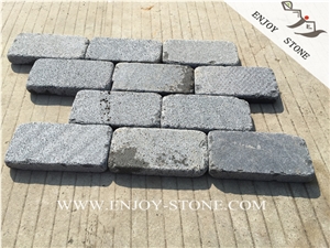 Zhangpu Grey Basalt Driveway Paving Stone,Chinese Basalt Brick,Tumbled Grey Basalt Walking Paver,Basalto Courtyard Paver,Grey Basalt Cobble Stone