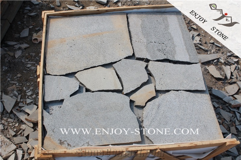 Zhangpu Grey Basalt Flagstone Paving,Chinese Grey Bluestone Irregular Flagstone,Crazy Paver,Basalto Flagstone Courtyard Paver,Flagstone Driveway