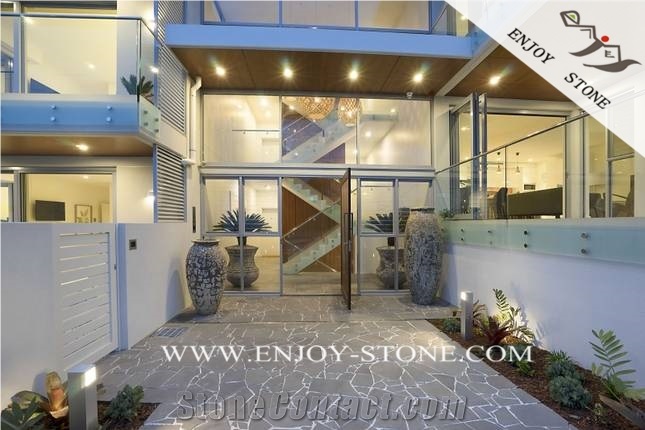 Zhangpu Grey Basalt Flagstone Paving,Chinese Grey Bluestone Irregular Flagstone,Crazy Paver,Basalto Flagstone Courtyard Paver,Flagstone Driveway