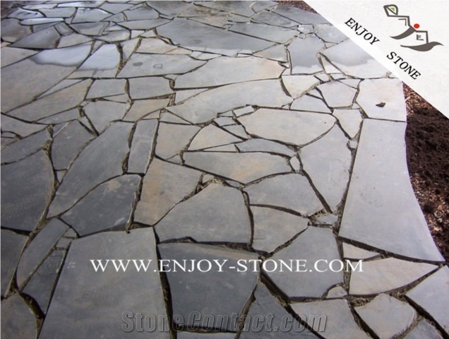 Zhangpu Grey Basalt Flagstone Paving,Chinese Grey Bluestone Irregular Flagstone,Crazy Paver,Basalto Flagstone Courtyard Paver,Flagstone Driveway