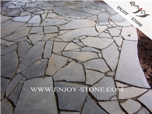 Zhangpu Grey Basalt Flagstone Paving,Chinese Grey Bluestone Irregular Flagstone,Crazy Paver,Basalto Flagstone Courtyard Paver,Flagstone Driveway