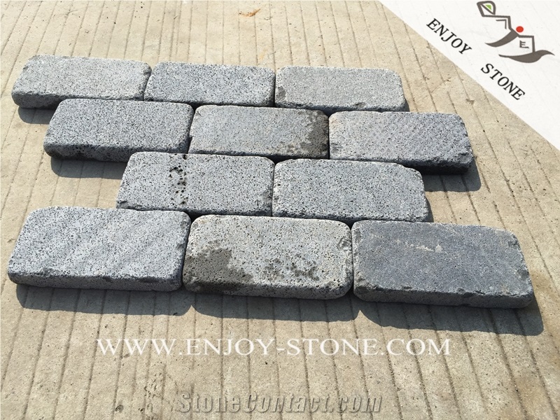 Zhangpu Grey Basalt Floor Covering,Chinese Basalt Brick,Basalto Courtyard Paver,Zhangpu Grey Basalt Cobble Stone