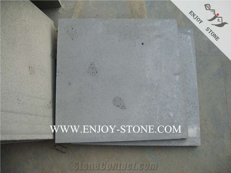 Zhangpu Grey Bluestone Sawn Cut 200#,Grey Basalt Andesite Stone with Cats Paws,Machine Cut Bluestone Tiles&Slabs for Outdoor&Indoor Decoration