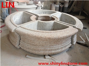Yellow Stone Planter Flower Pots Garden Vases,Flower Carved Granite Stone Planter Pot