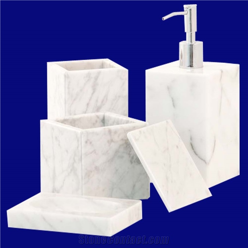 Bathroom Accessories Gold Set Soap Dish Dispenser Marble Bath Set