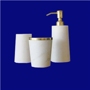 Bathroom Accessories Gold Set Soap Dish Dispenser Marble Bath Set