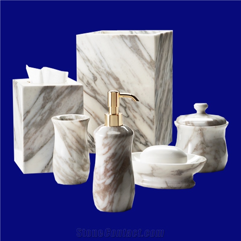 Bathroom Accessories Gold Set Soap Dish Dispenser Marble Bath Set
