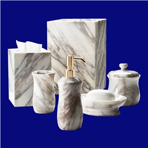 Bathroom Accessories Gold Set Soap Dish Dispenser Marble Bath Set