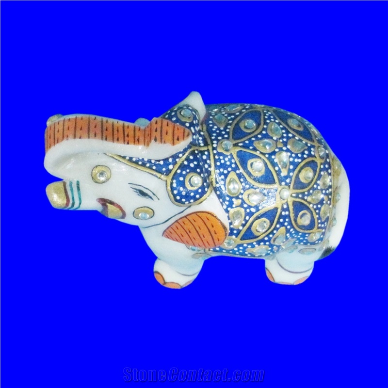 Handmade White Indian Marble Elephant