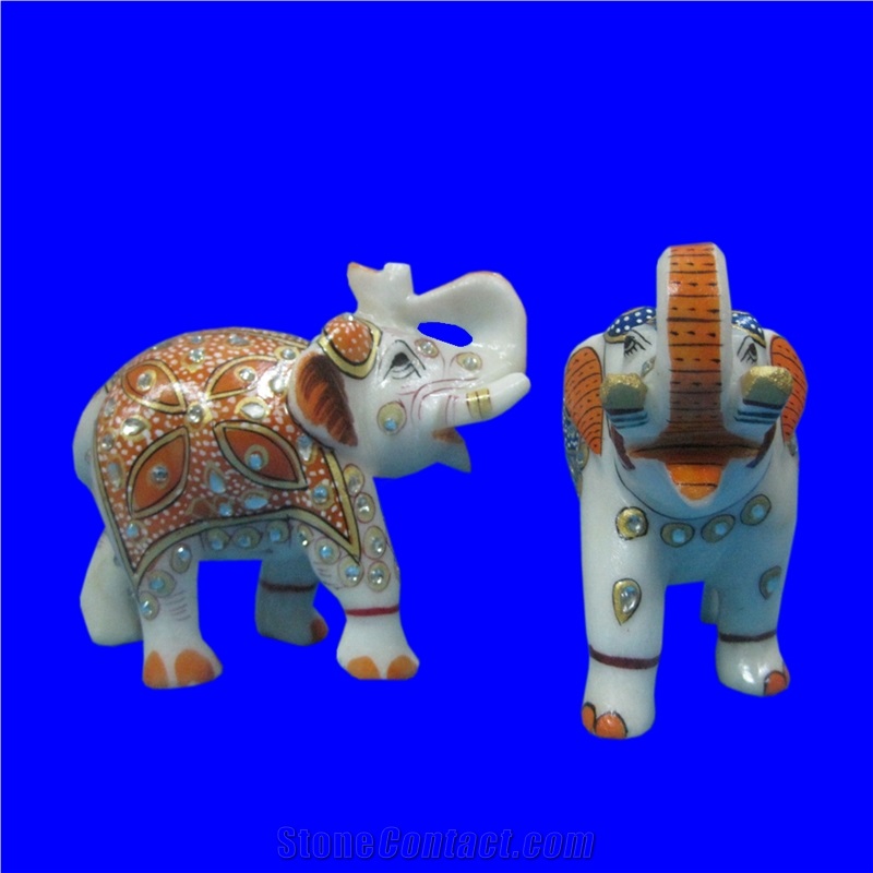 Handmade White Indian Marble Elephant