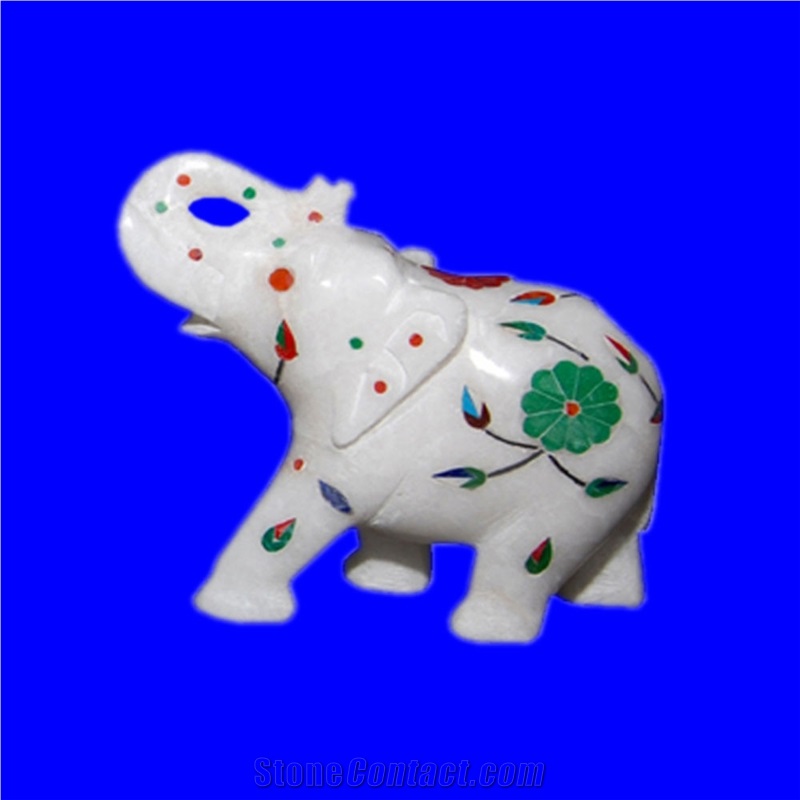 Handmade White Indian Marble Elephant