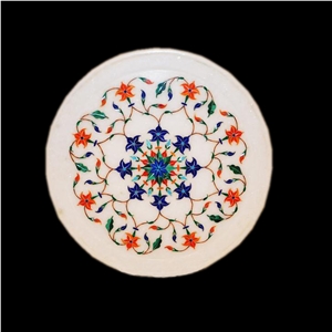 Marble Plate Inlay Work White Stone