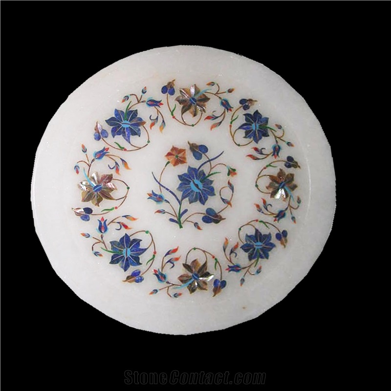 Marble Plate Inlay Work White Stone
