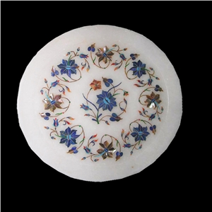 Marble Plate Inlay Work White Stone