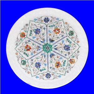 Marble Plate Inlay Work White Stone