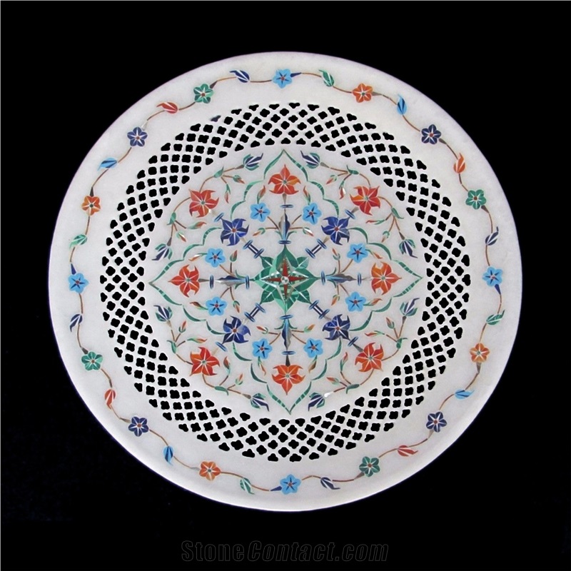 Pure White Marble Jaali Designer Plate