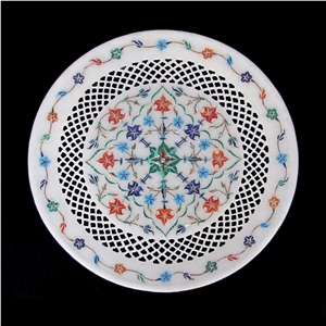 Pure White Marble Jaali Designer Plate