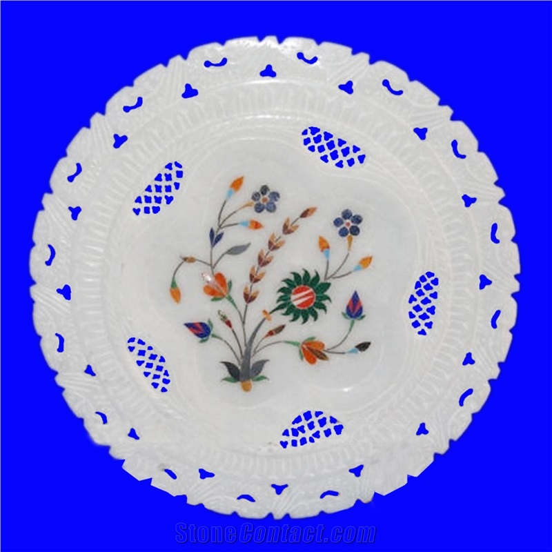 Pure White Marble Jaali Designer Plate