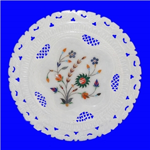 Pure White Marble Jaali Designer Plate