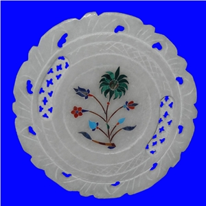 Pure White Marble Jaali Designer Plate
