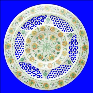 Pure White Marble Jaali Designer Plate