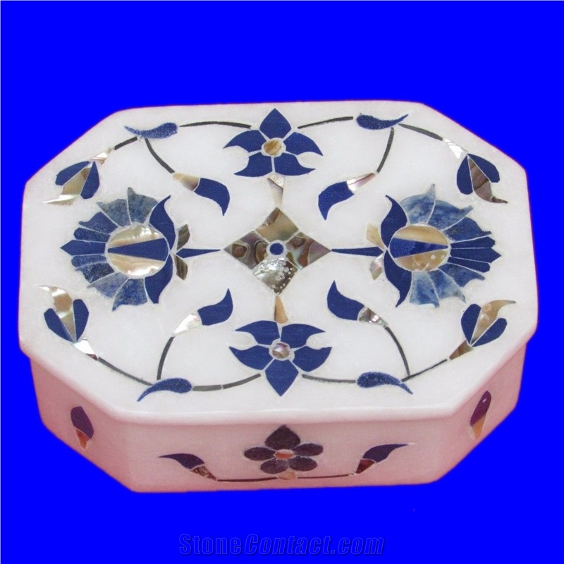 White Marble Inlay Boxes
