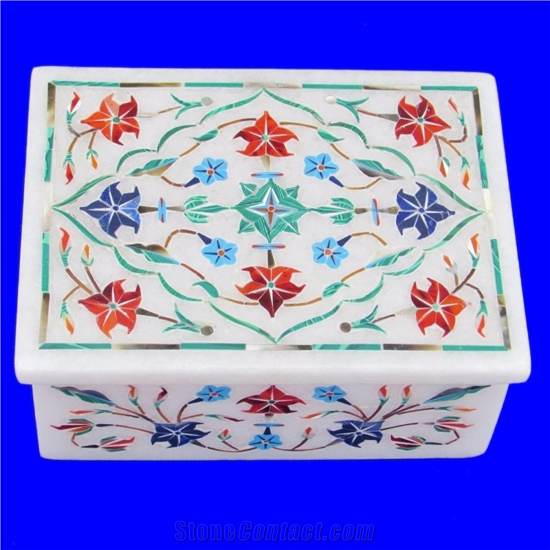 White Marble Inlay Boxes