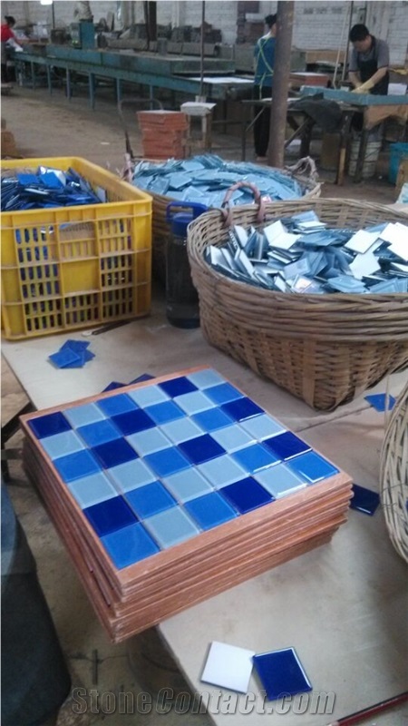Blue Glass Mosaic Design for Swimming Pool