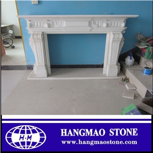Cheap Modern Fireplace Designs Carving by White Marble